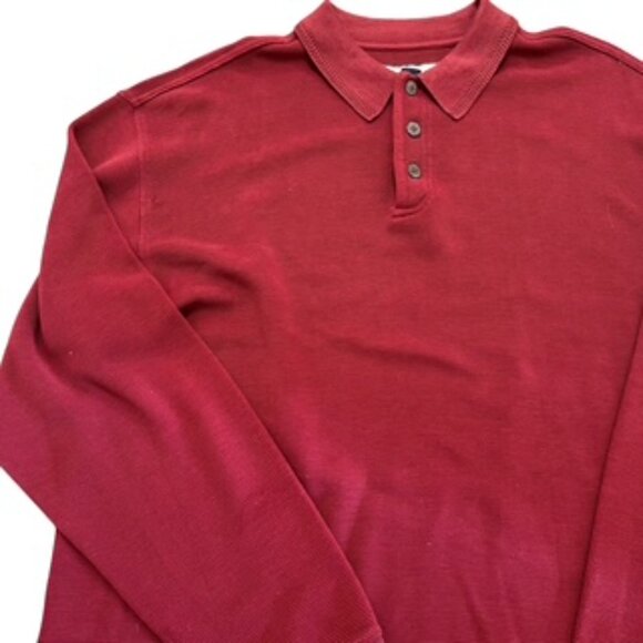 Tommy Bahama Burgundy Sweater Mens Large Long Sleeve Silk Polo - Picture 1 of 13
